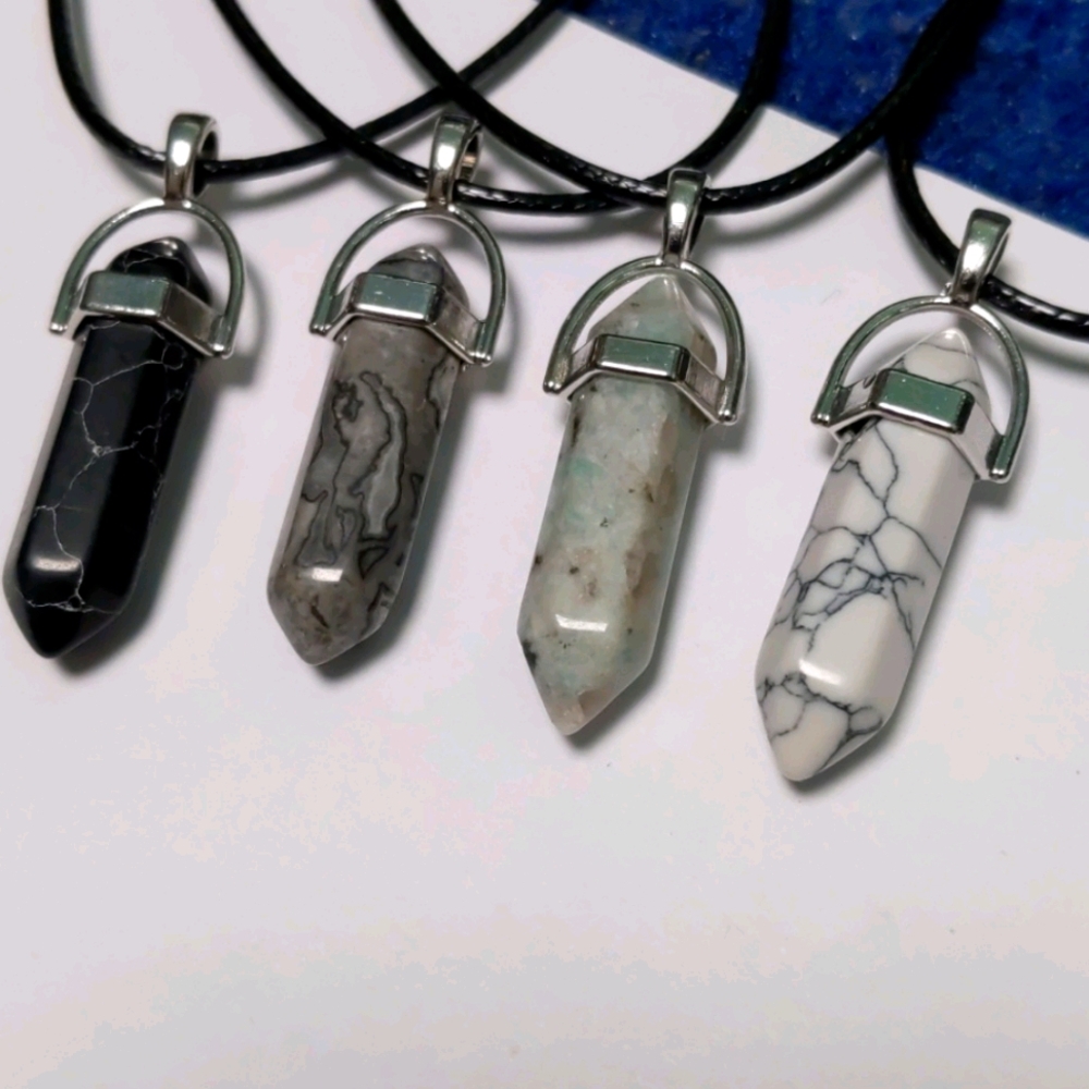 Grey Chakra Crystal Quartz Pendant Necklaces